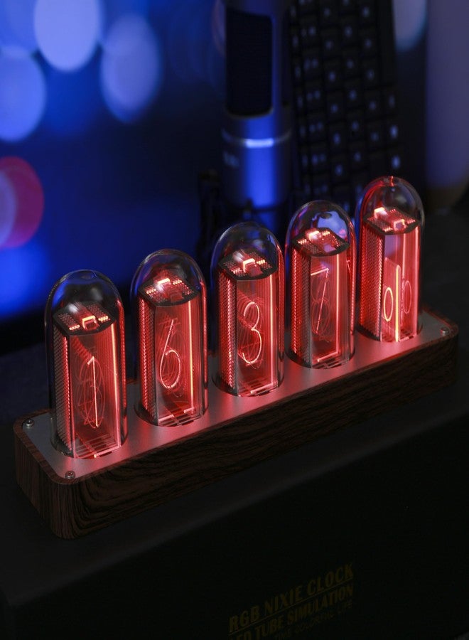 ClocTeck Nixie Tube Clock Walnut Digital Clock, Support Wi-Fi Time SYNC, Alarm & Timer, 12/24H Display, A Retro Gift for Friends (Wood Grain) - Image 1